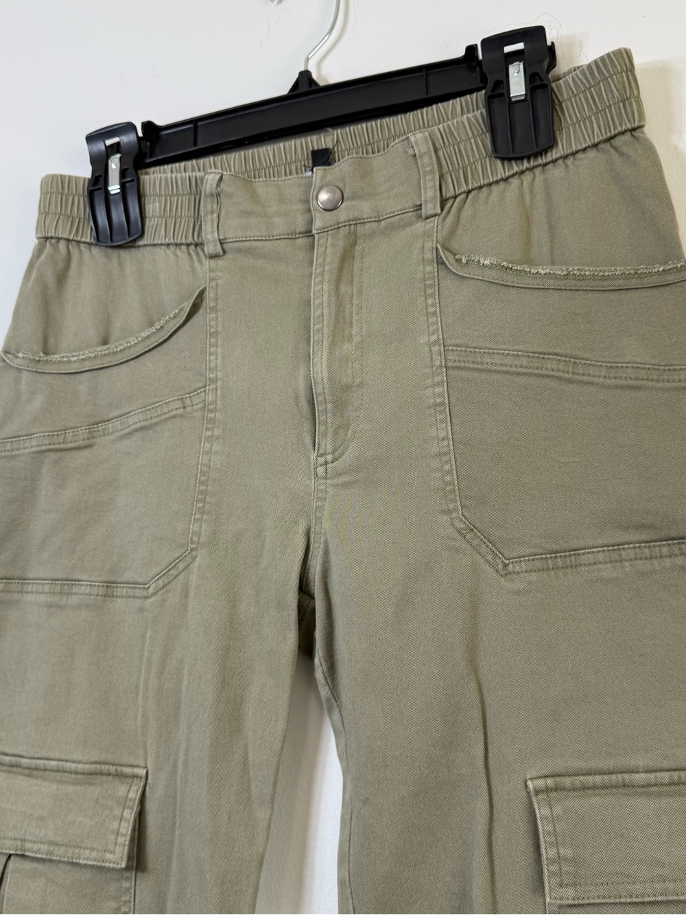 FATE Olive Green Utility Cargo Jogger Pants Cotton Stretch Size L - Picture 3 of 7